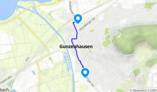 Kartenausschnitt DB Fahrradservice Bhf. Gunzenhausen